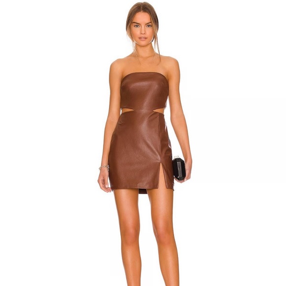 Amanda Uprichard Dresses & Skirts - Amanda Uprichard Brown Strapless Cutout Mini Dress